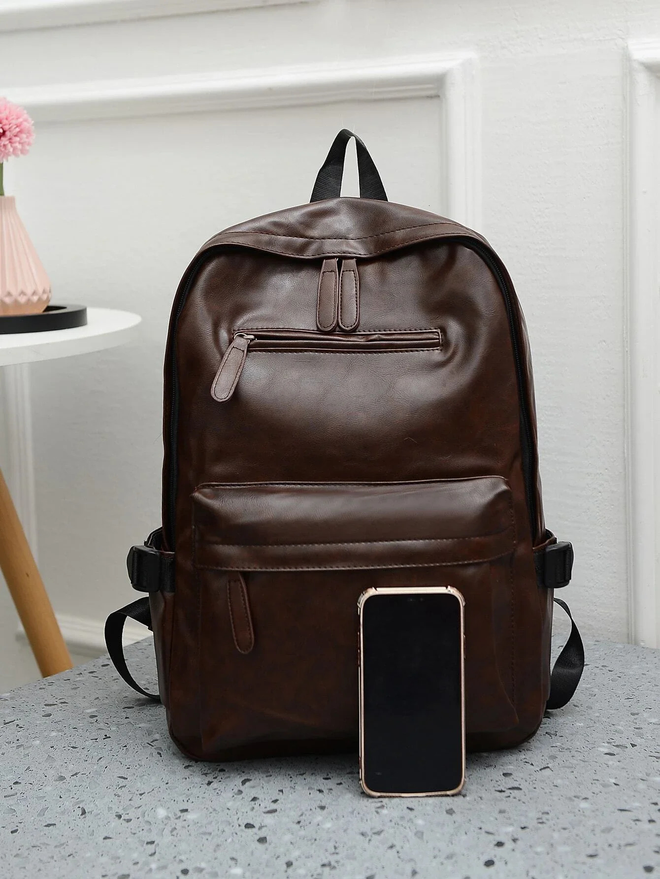 Ship from US 15 inch foldable mens minimalist large capacity backpack school travel bag university leather retro vacation sports 250227FBB