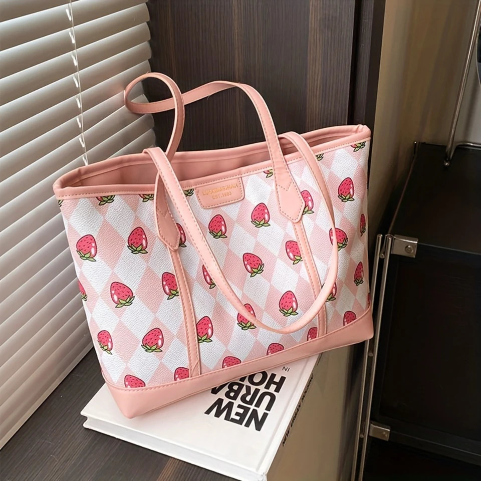 Ship from US Fruit Pattern Print Tote Bag for Women Stylish Handbag School Work Travel Shopping 250227FBB
