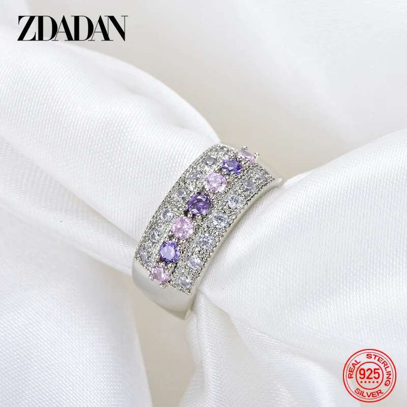 ZDADAN Sterg Sier Zircon Rings For Women Fashion Wedding Jewelry