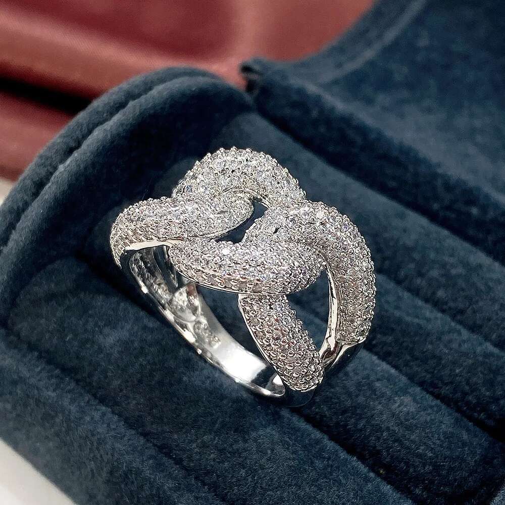Infinity Dia Finger Ring Sterg Sier Party Wedding Zircon band Rings for Women Men Promise Engagement Jewelry Gift
