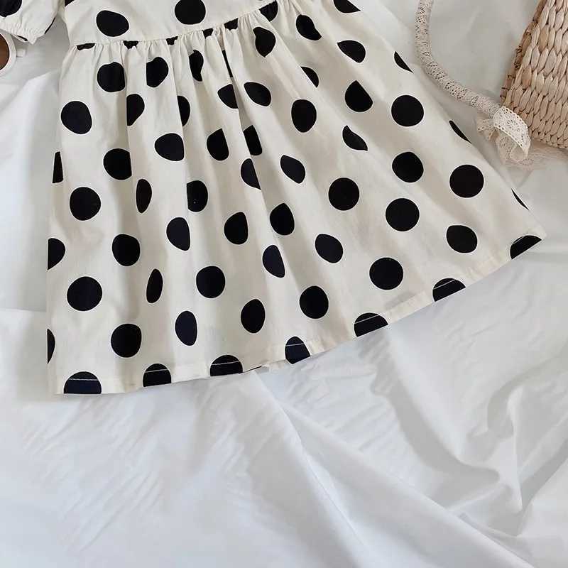 Summer Girls Dresses Polka Dot Print Princess Dress Baby Kids Childrens Clothing Puff Sleeve Backless Beach DressesT250227