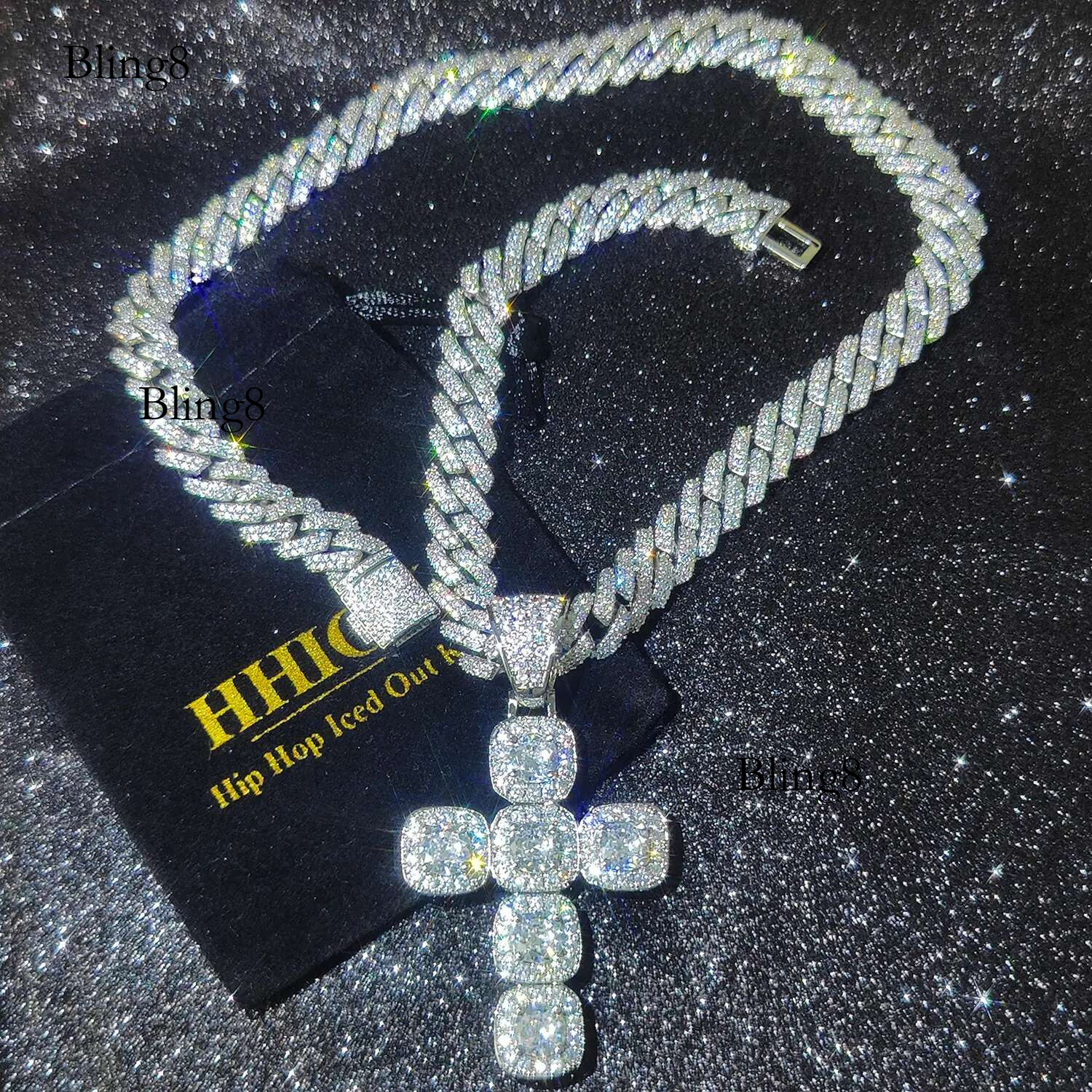 Iced Out Dia Jesus Necklace Cluster Tennis Chain Cross Pendant Religious Faith Hip-Hop Jewelry Gift for Men Women