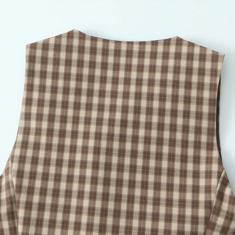 Willshela Women Fashion Plaid Single Breasted Waistcoats Vest Vintage ONeck Sleeveless Jackets Female Chic Lady Tank Tops 250226