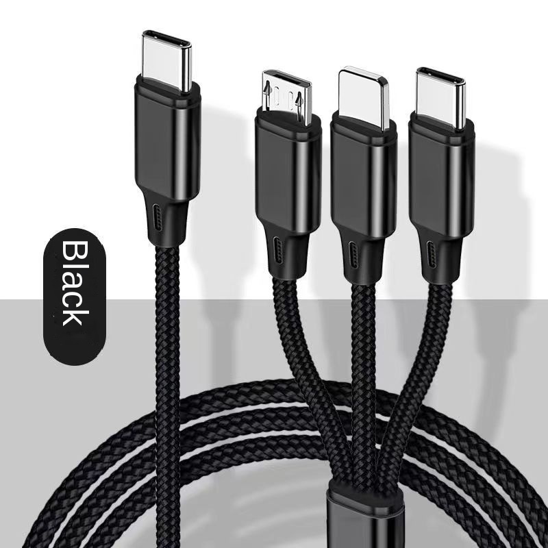 3 in 1 Micro USB Type C Charger Cable 2.1A Current Multiple Usb Charging Cord Usbc Phone Wire For iPhone 16 15 Samsung S25 S24 Ultra Plus Android Type