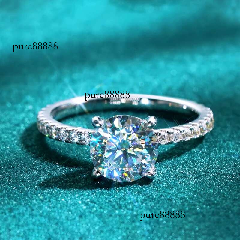 Anziw Solitaire 2ct Moissanite Dia Ring Sterg Sliver Sparking Wedding Promise Finger Rings for Women GRA Certificate