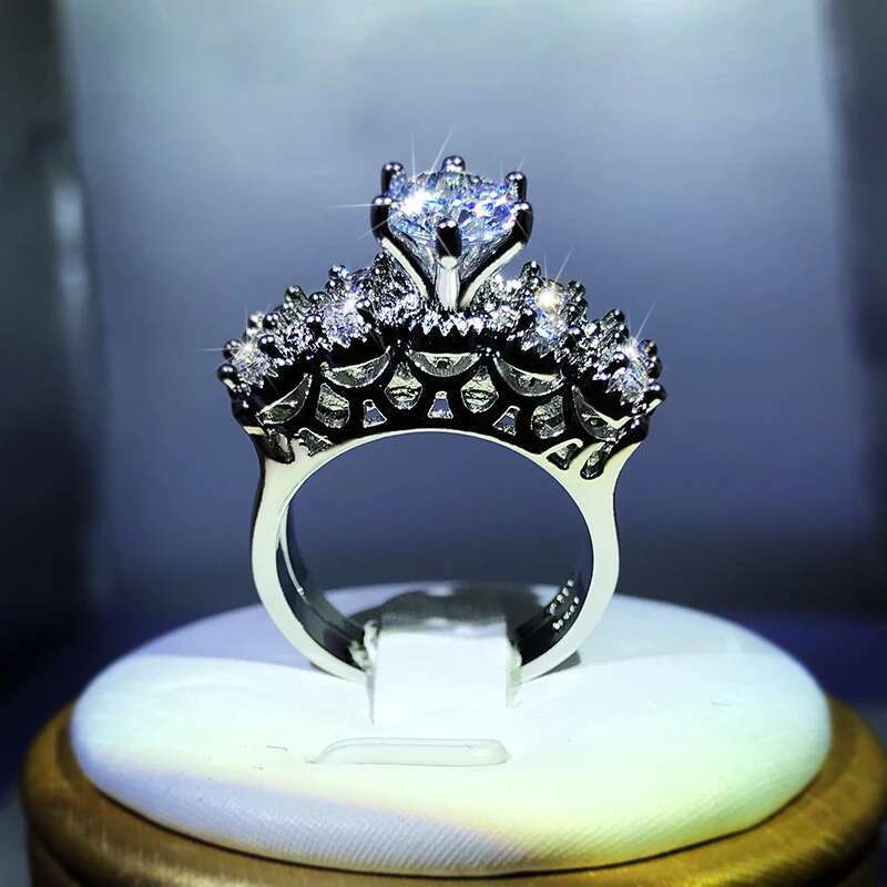 High-End Sparkg Zircon Ring Sterg Sier Suitable For Couples tail Parties Birthday Jewelry