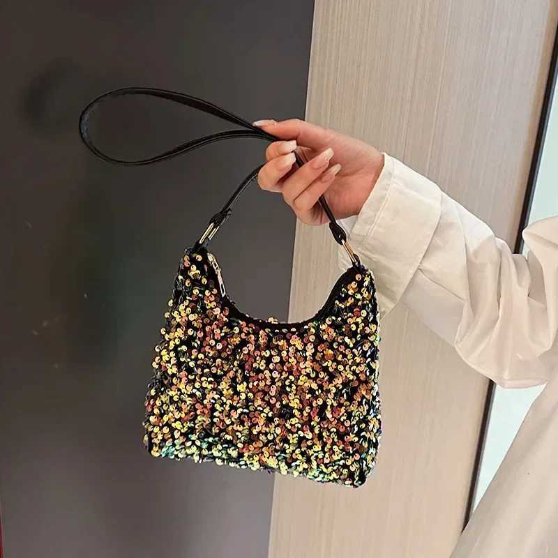 New Arrival New fashion contrast sequin shoulder bag colorful sequin casual cross body bag womens Versatile PU leather zipper underwear bag T250227
