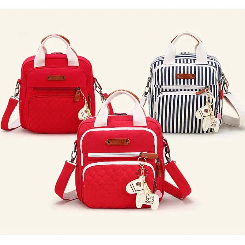 High Level Canvas Colorful Mommy Diaper Bag Baby Nappy Bags Maternity Mommy Women Backpack/Handbag/Messenger Three-In-One Bag 250227