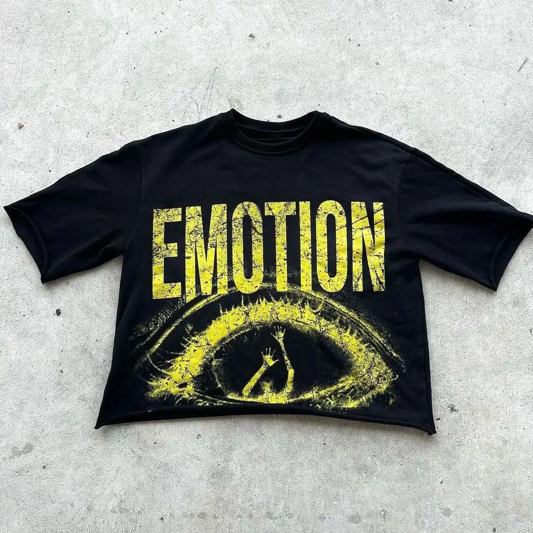 Hip hop mens staff collar short sleeved Tshirt Gothic street casual print suitable for all seasons loose fit plus size 250312