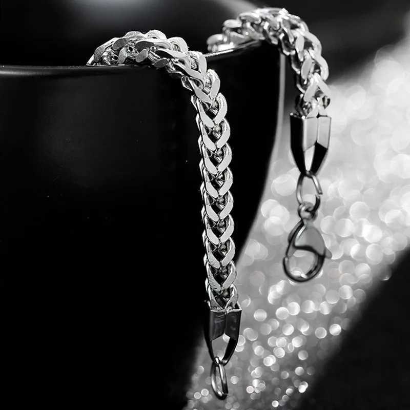 5MM stainless steel quarter chain suitable for mens womens Cuban bracelets boys chain bracelets metal watch jewelry length 19cm/21cm W250227