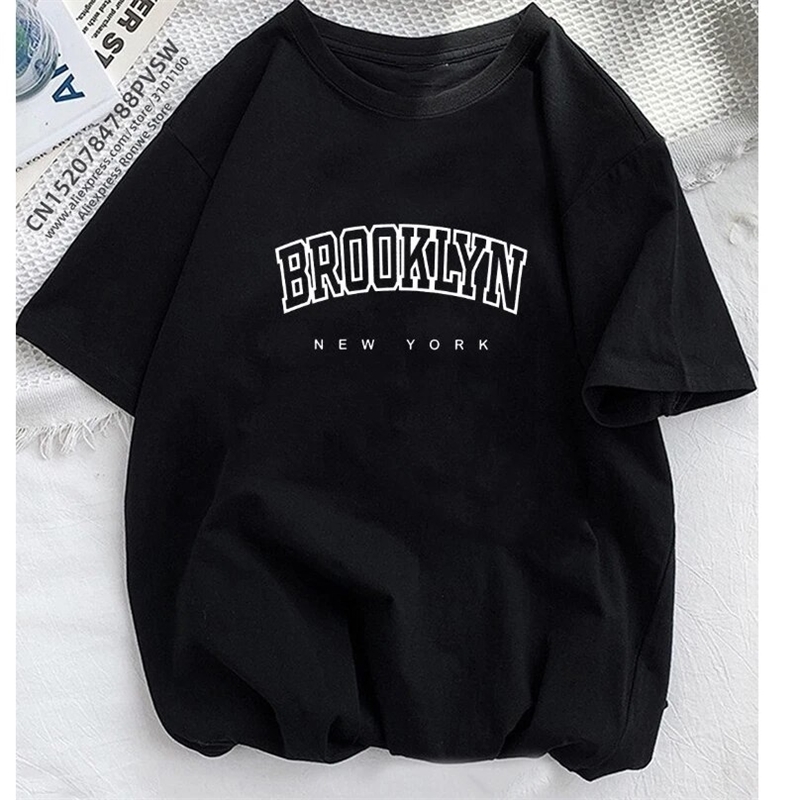 Women Brooklyn Letter Print T Shirt Graphic Harajuku Streewear Clothes Causal Female Y2K Tops Tee 250226