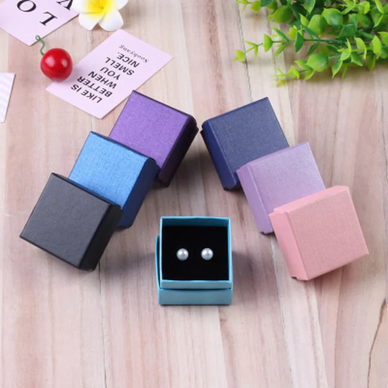 24 Square Jewelry Travel Organizer Gift Box with Black Sponge Eco Friendly Small Favors Ring Storage Box 5x5cm Cardboard Case 250222