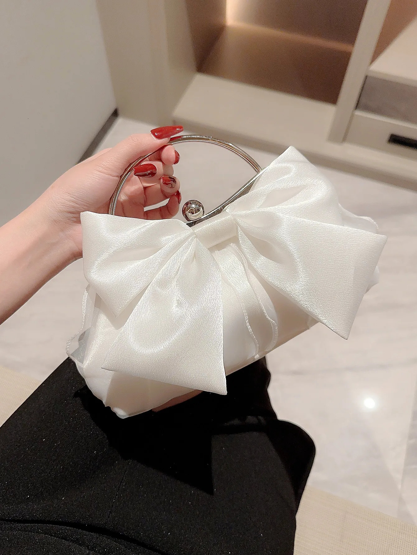 Womens temperament silk flower evening bag handbag wedding party dress 250226