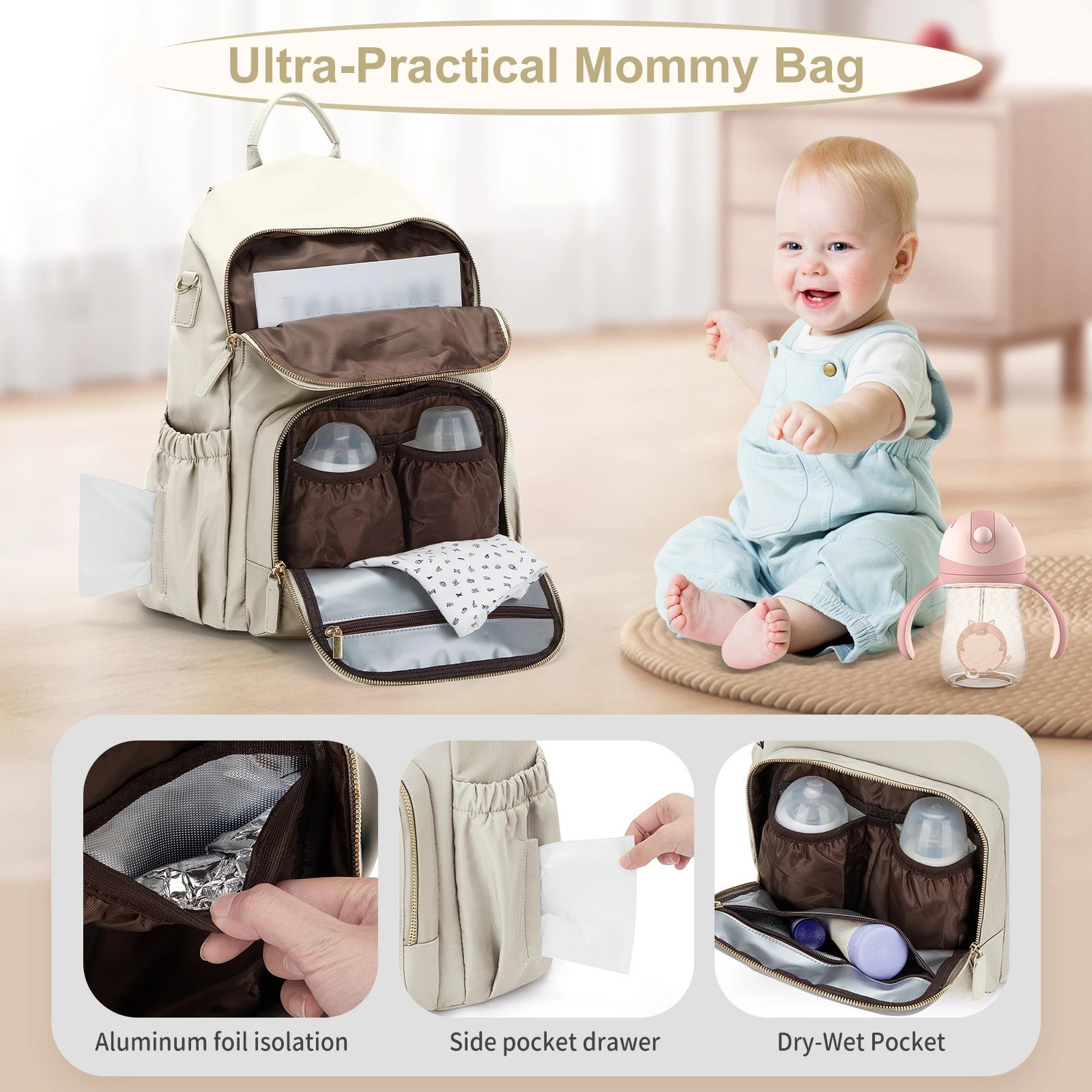 Baby Bag Nappy Bag Backpack Mummy Bag for Baby Waterproof Multifunction Large Travel Diaper Bag Backpack Maternity Handbag 250227