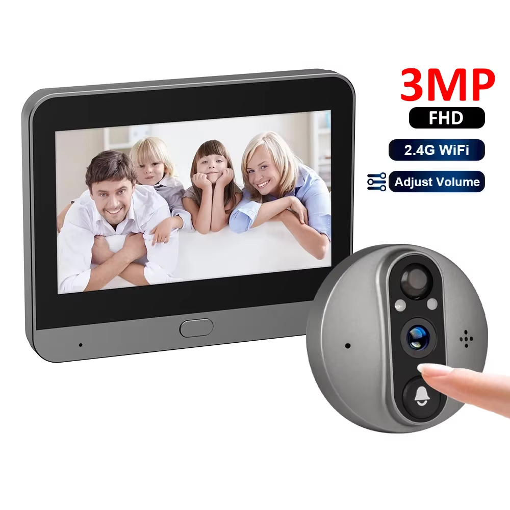 3MP WiFi Smart Peephole 5000mAh Doorbell Door Eye Camera Infrared Video Intercom Door Cameras Home Security