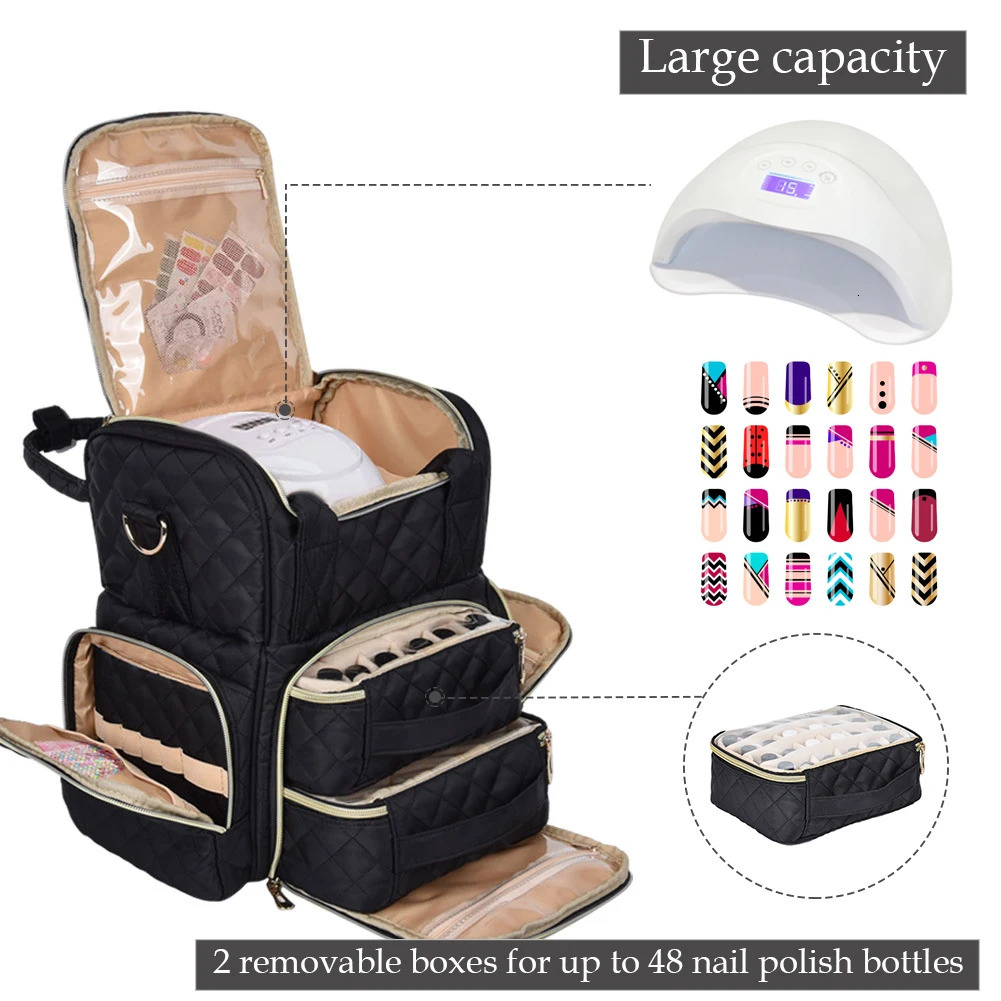 Ship from US Nail Storage Bag Removable Nailpolish Organizer with Zipper Portable HighCapacity Multifunctional Beauty Accessories 250227FBB