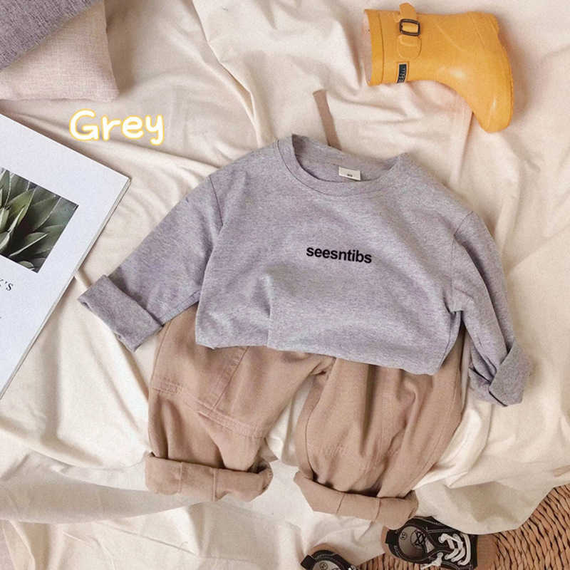 Tshirts Pure cotton childrens Tshirt long sleeved autumn boys letter printed westernstyle top baby girls base shirt spring and autumn childrens clothY
