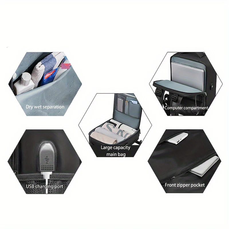 Ship from US Travel Backpack Men Business School Expandable USB Bag Large Capacity 156inch Laptop Waterproof Fashion 250227FBB