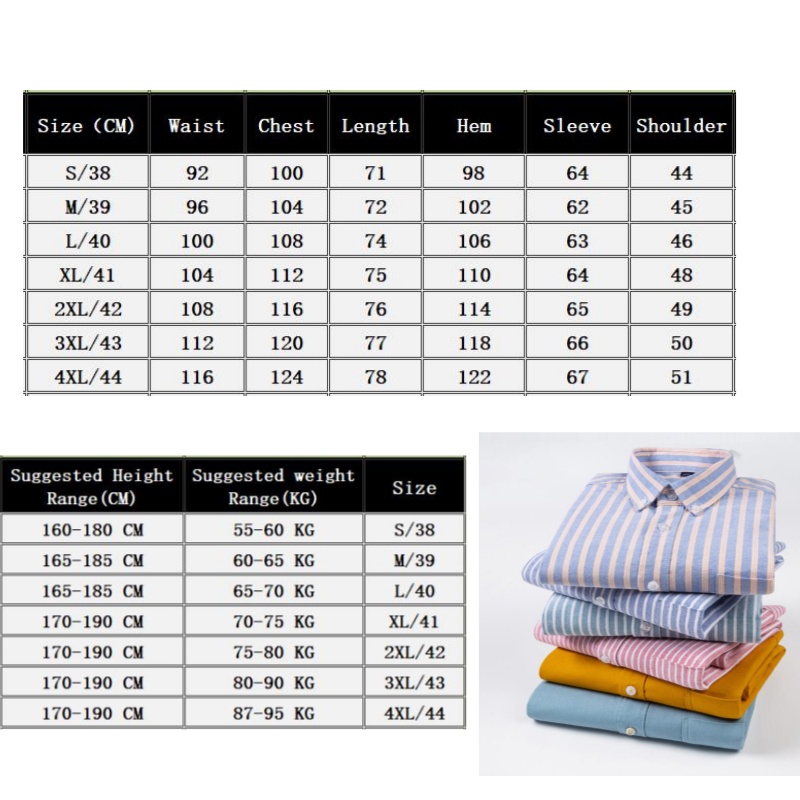 Spring Autumn Shirt Cotton Non-ironing Casual Wrinkle Oxford Shirts Cardigan Striped Men's Casual Shirts Blue PLus Size XXXXL Tops