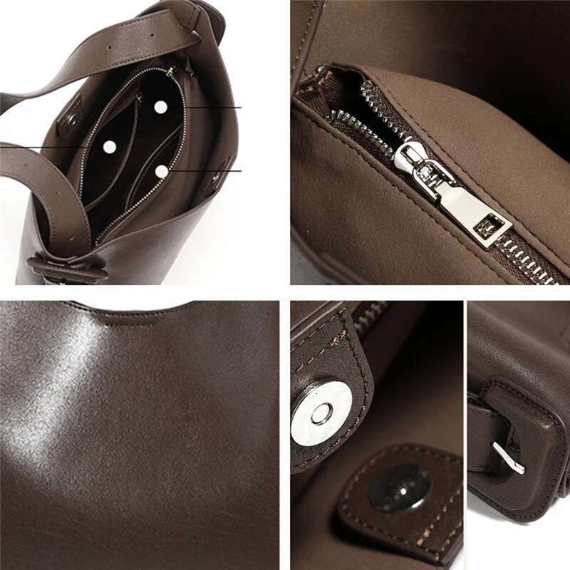 Toptrends Cowhide Genuine Leather Bucket Shoulder Bags For Women 2025 Designer Crossbody Purses Pillow Ladies Handbags