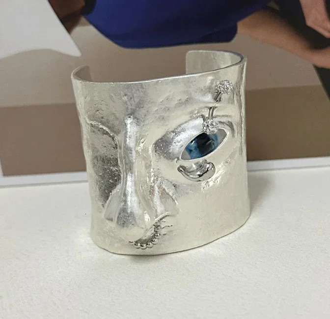 Trendy Crystal Tear Eye Wide Cuff 250221