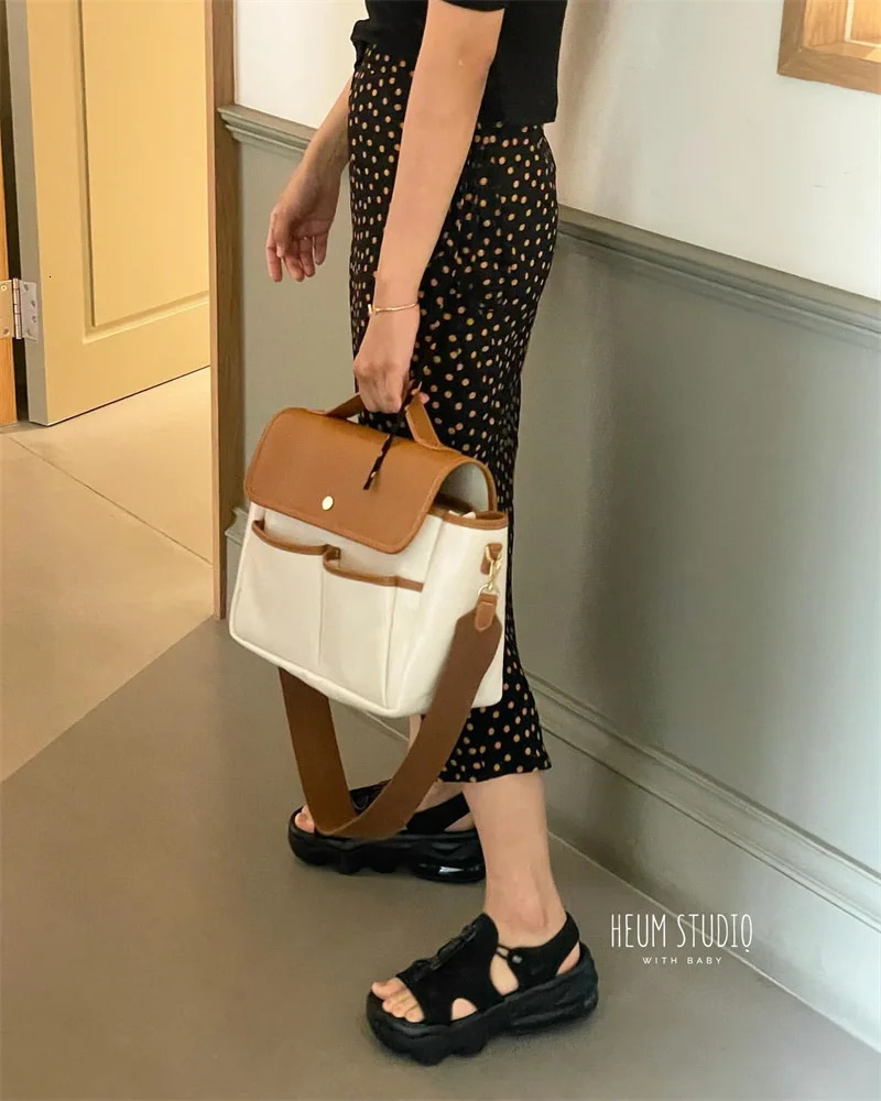 Canvas Mommy Bag for Stroller Mom Handbags Baby Diaper Bag Korean Maternity Bag Mother Kids Hospital Travel Woman Bags 250227
