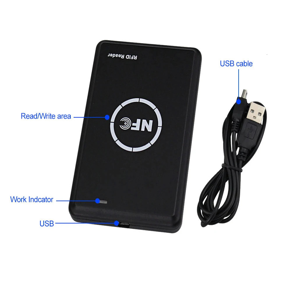 Premium RFID Reader Writer Duplicator NFC Copier Smart Card Programmer125KHz 13.56MHz Decoder T5577 UID Key Fobs Cards USB 250221