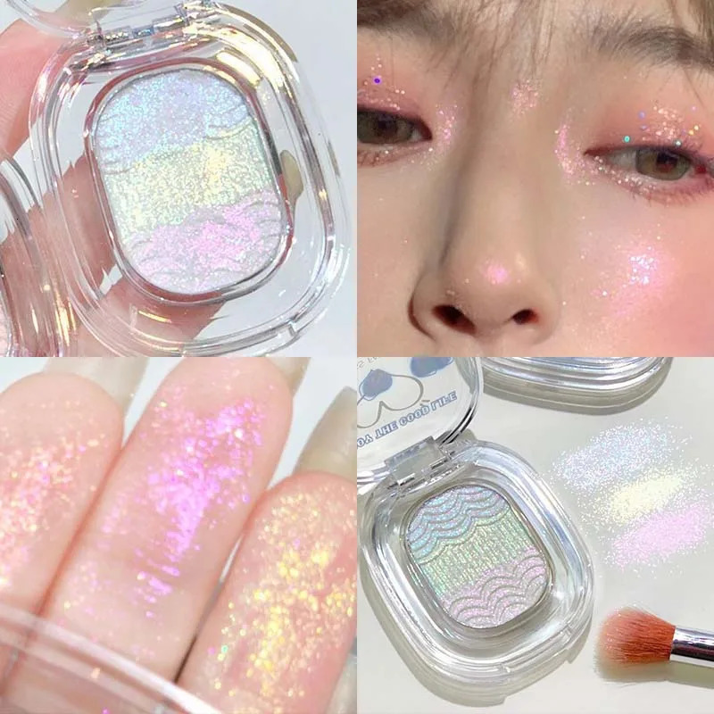 Gradient Glitter Eyeshadow Cream Diamond Face Highlighter Mashed Potato Shiny Crystal Brightening Highlight Makeup Waterproof 250219
