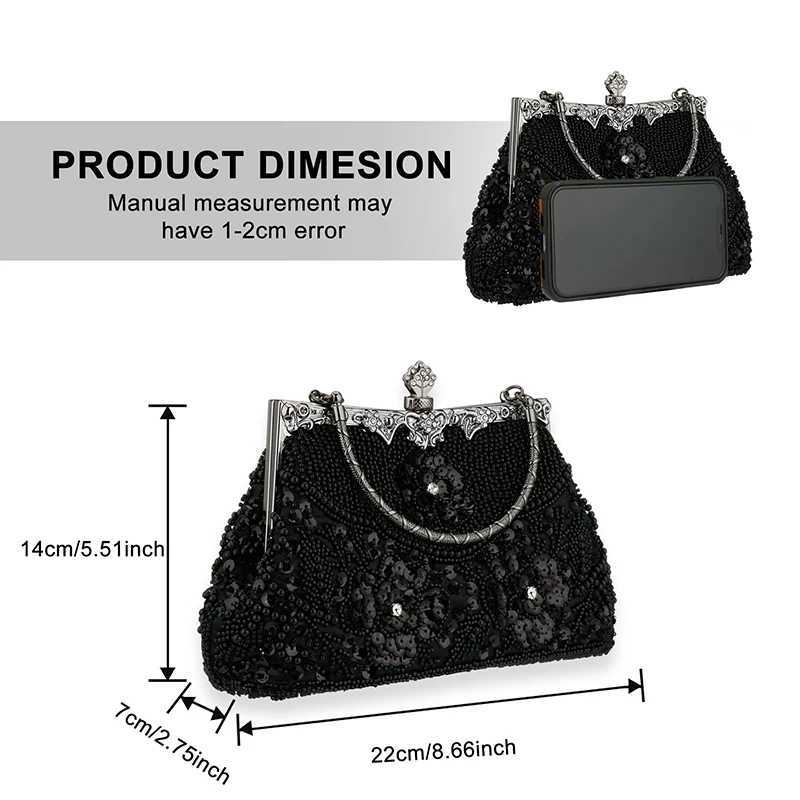 New Arrival Women Embroidered Beaded Sequin Evening Handbag Vintage Shoulder Bag Purse for Wedding Bridal Prom Party Elegant Top Handle Bag T250227