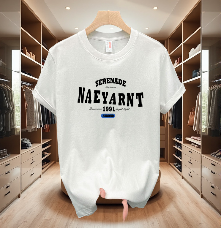 2025 Versatile Fashion New Short Sleeved T-shirt Men's Trendy Brand Hip Hop Style Round Neck Bottom Top Summer