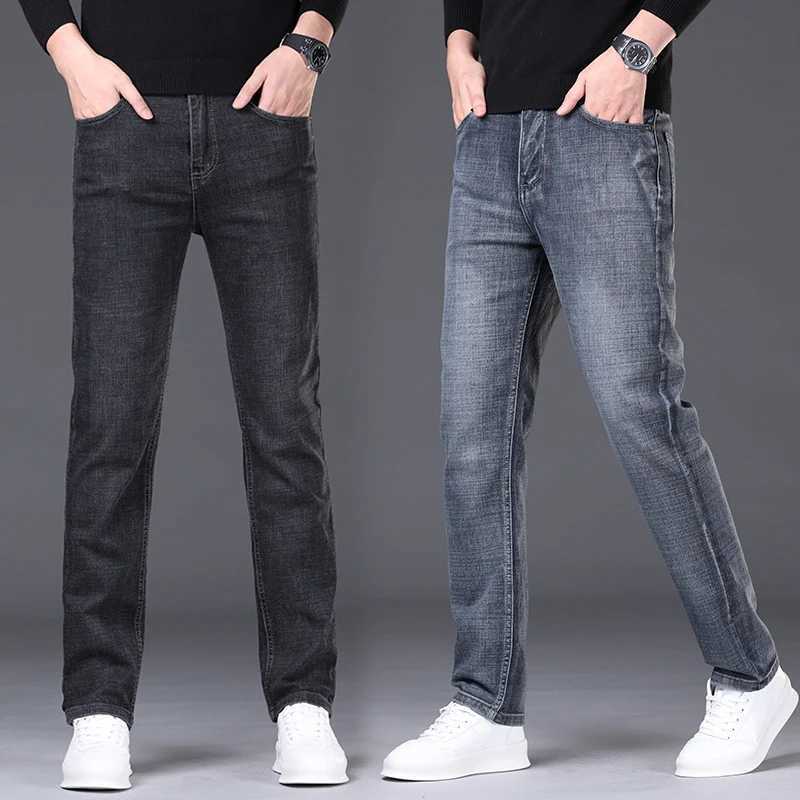 2024 New Soft Stretch Straight Jeans Mens Classic Fashion Business Slim Trousers Street Trend Male Brand Clothing Pants 28-40 X250227