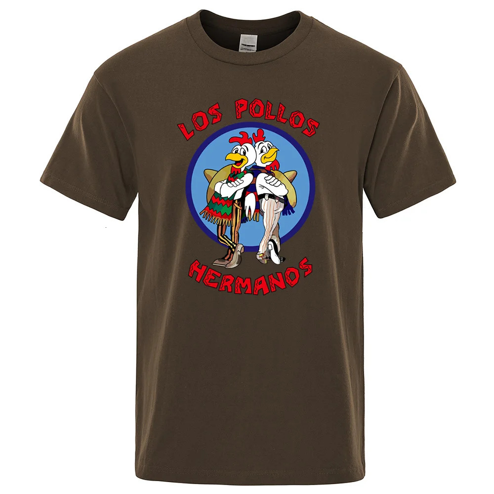 LOS POLLOS Hermanos Funny Printed T-Shirt Men Fashion Casual Short Sleeves Summer Cotton Breathable Tshirt Chicken Brothers Tee 250227