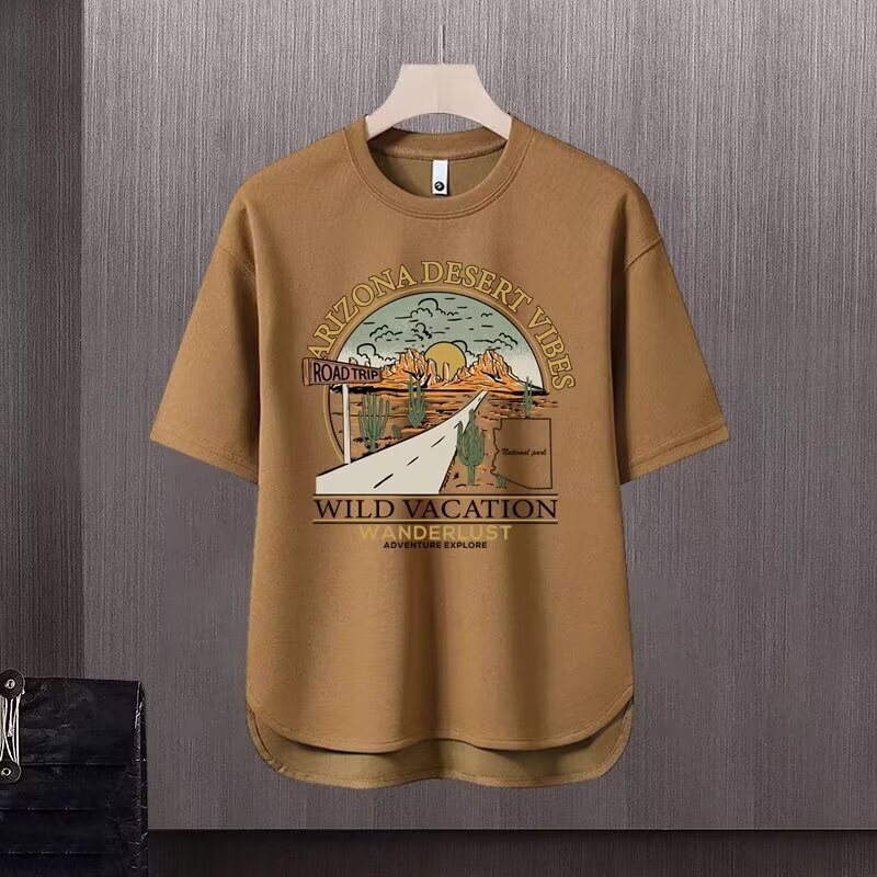 2025 new short sleeved T-shirt men's ins trendy brand hip-hop style round neck base shirt top summer
