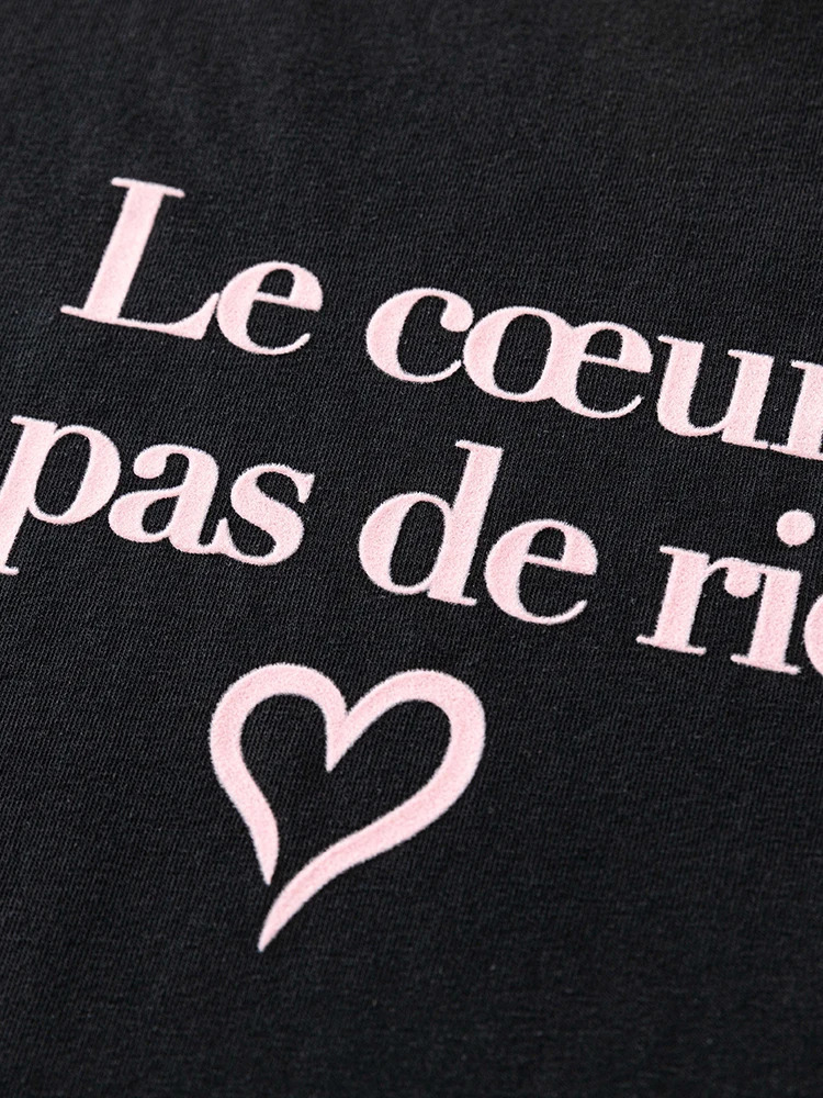 FSLE Women Print TShirts Summer Black Short Sleeve Tees Letter Female Front Shoulder Straight Tee Tops 24FS12953 250226