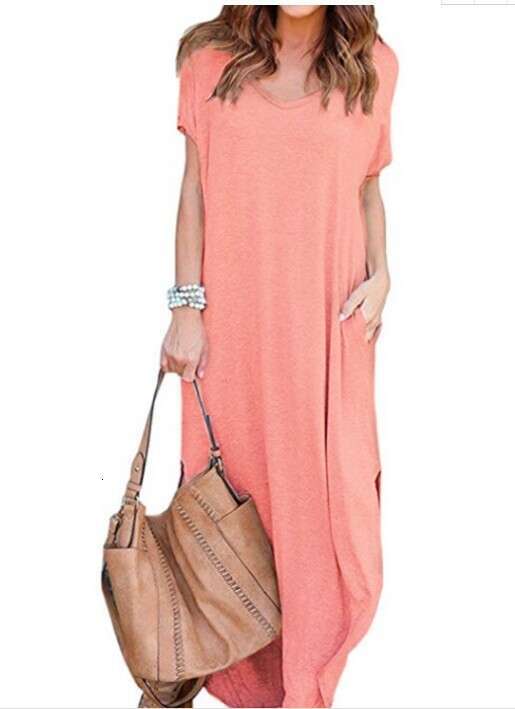 2025bay hot item extra long plus fat MM loose pocket dress 24 colors 9 sizes 2025 new casual fashion trend clothing