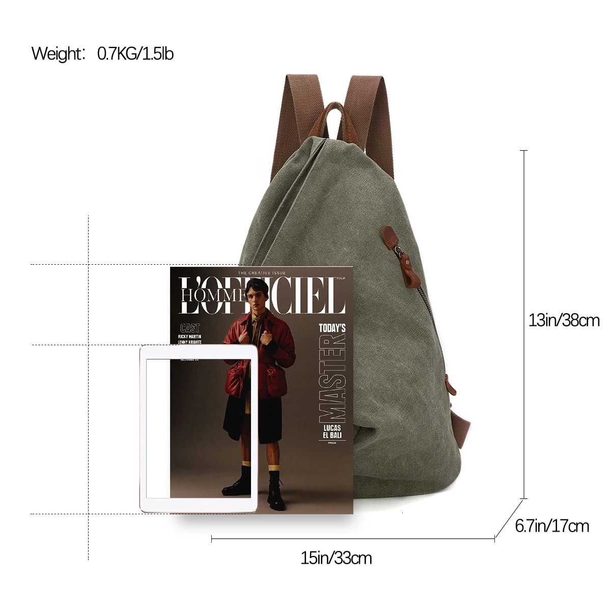 Ship from US KL928 Canvas Retro Backpack Large Leisure Day Bag Outdoor Travel 250227FBB