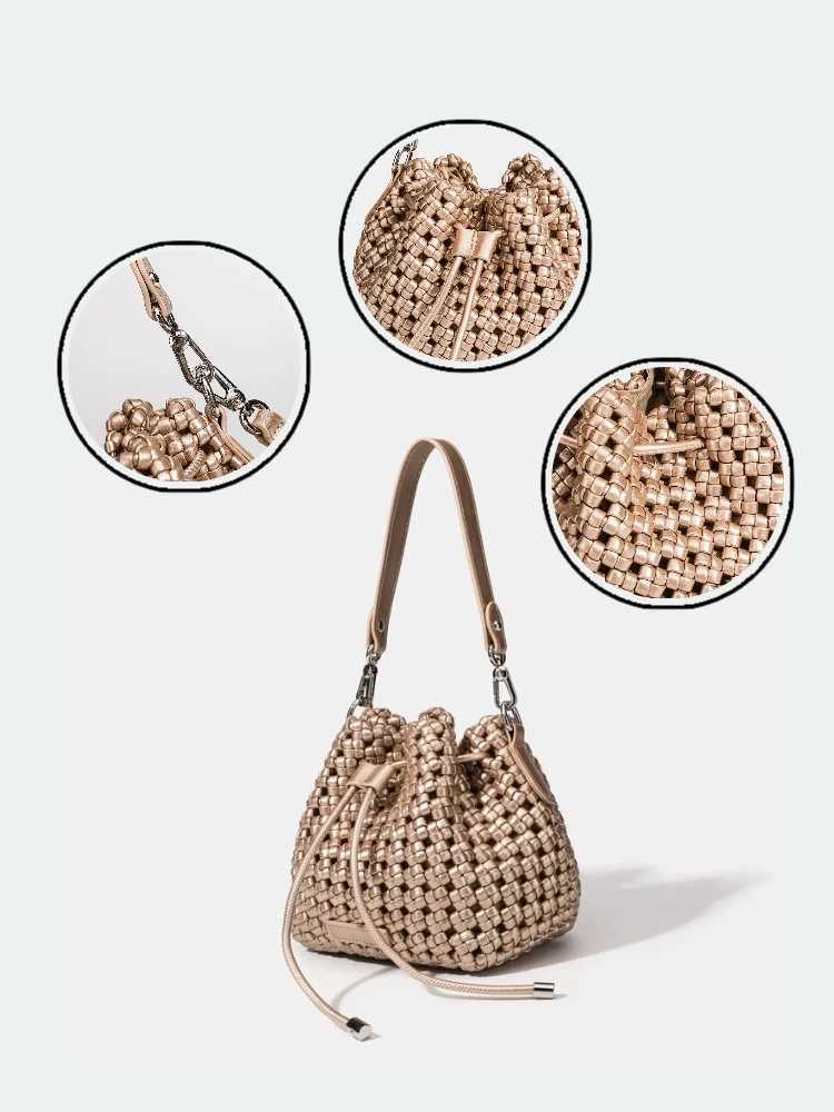 New Arrival Bucket Bags with leather handles large Cross bag PU Woven Tote bag branded AESThetic bags SiLVer womens bags T250227