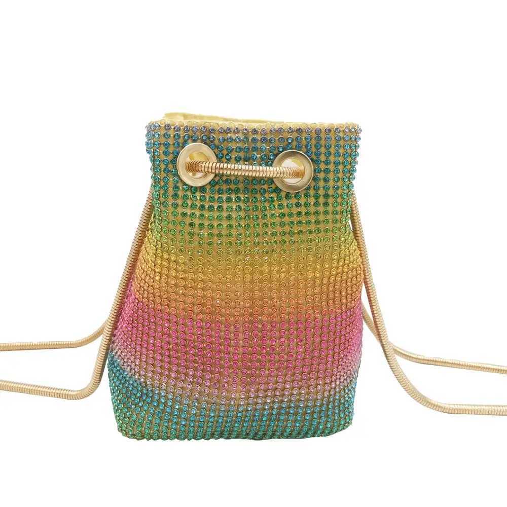 New Arrival Boutique De FGG Rainbow Women Mini Chain Shoulder Purses and Handbags Crystal Clutch Evening Bags Rhinestone Party Crossbody Bag T250227