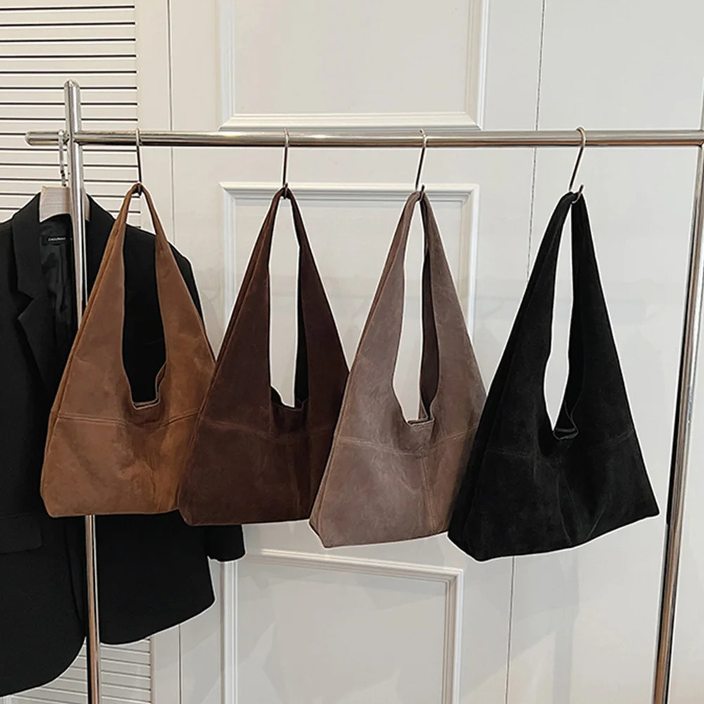 Ship from US Women Faux Suede Tote Bag Fashion Casual Shoulder Large Capacity Trendy Carrying Retro Handbag Shopper Crossbody Bags 250227FBB