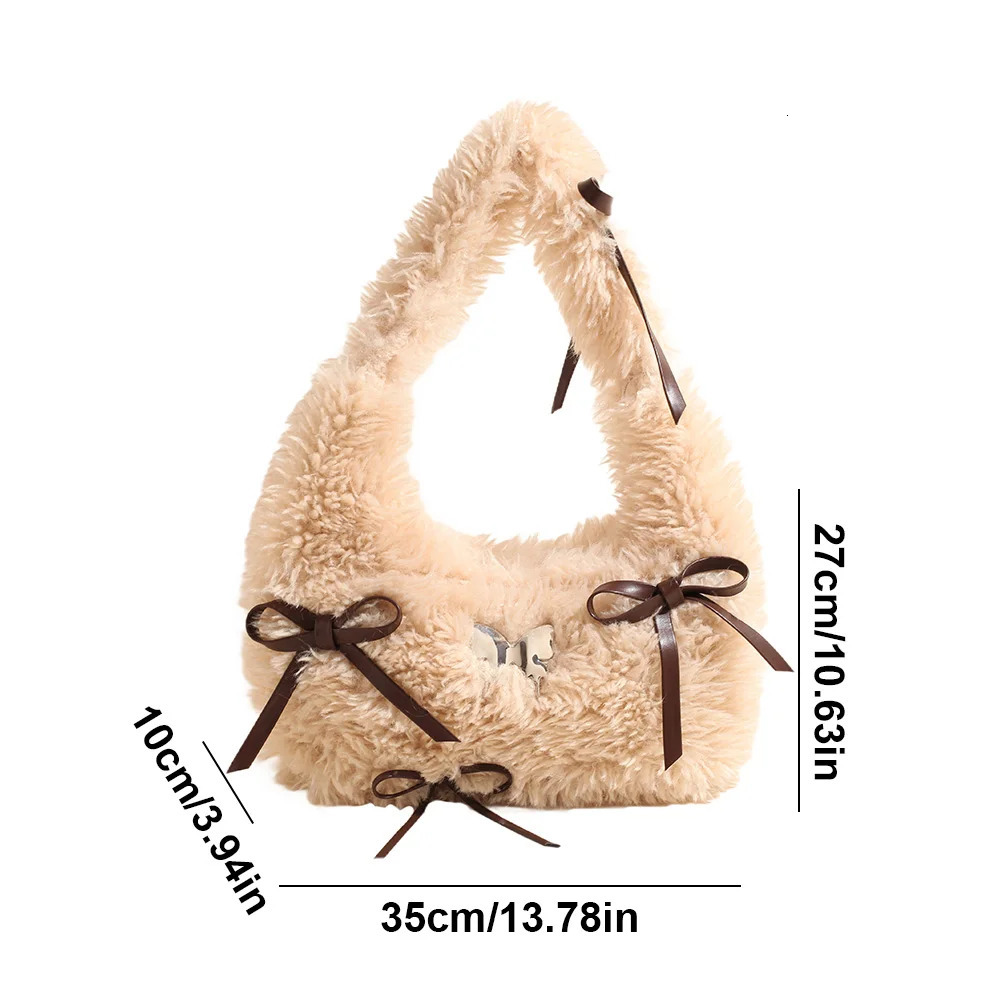 Ship from US Womens plush shoulder bag with zipper inner pocket clutch wallet homeless work travel 250227FBB
