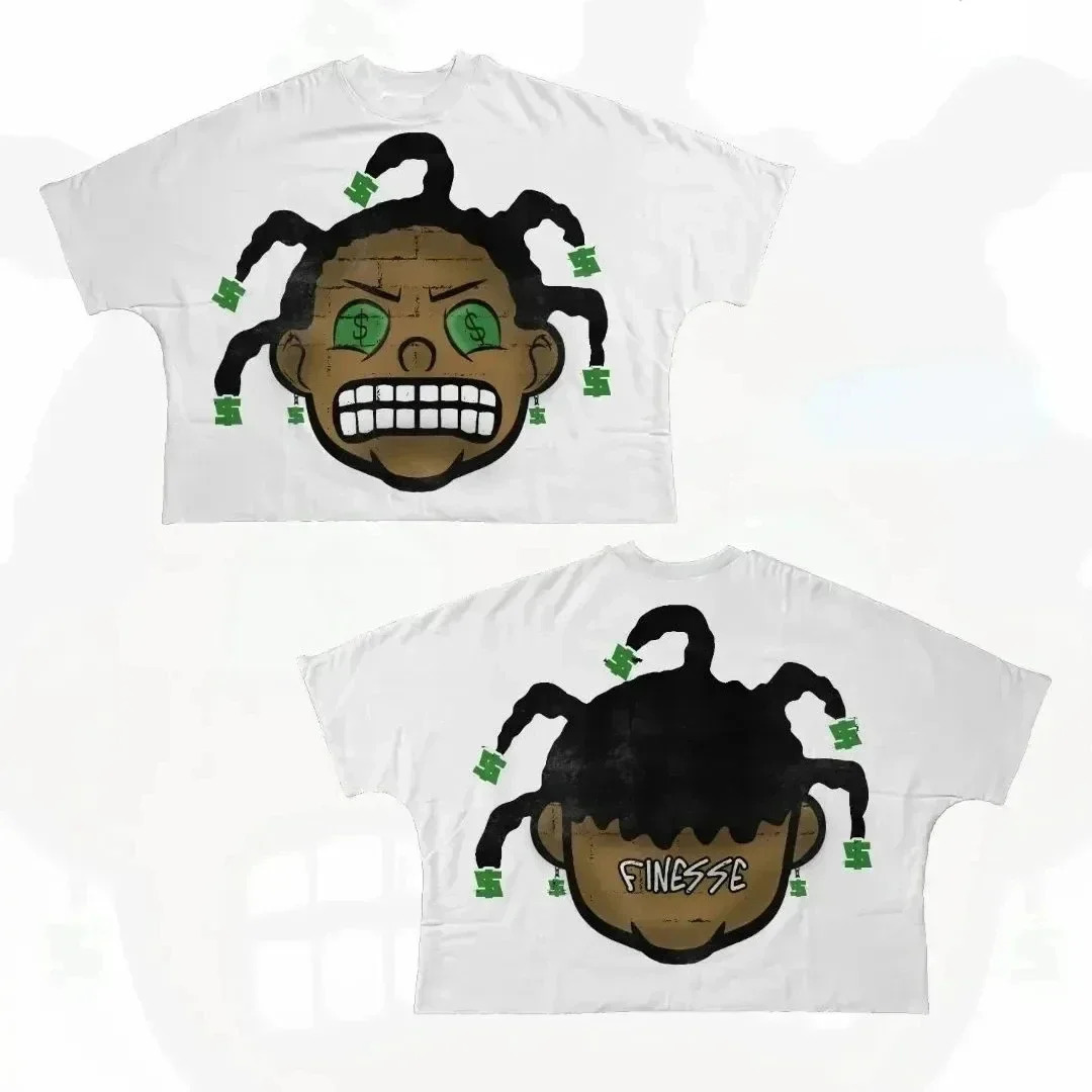 Streetwear T Shirt Hip Hop Fun Cartoon Graphic Printed Oversized T Shirt Harajuku Gothic Cotton Short Sleeved Clothing Men Women 250226