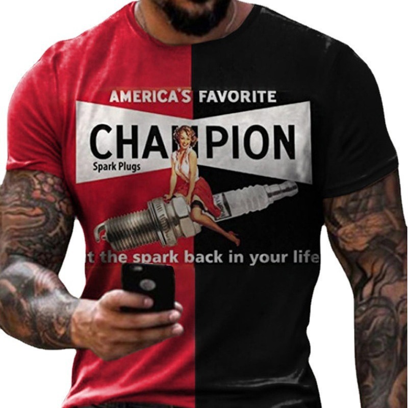 Designer 2025 New Casual Round Neck Short Sleeved Digital Printed Slim Fit Pullover For Men's T-shirt