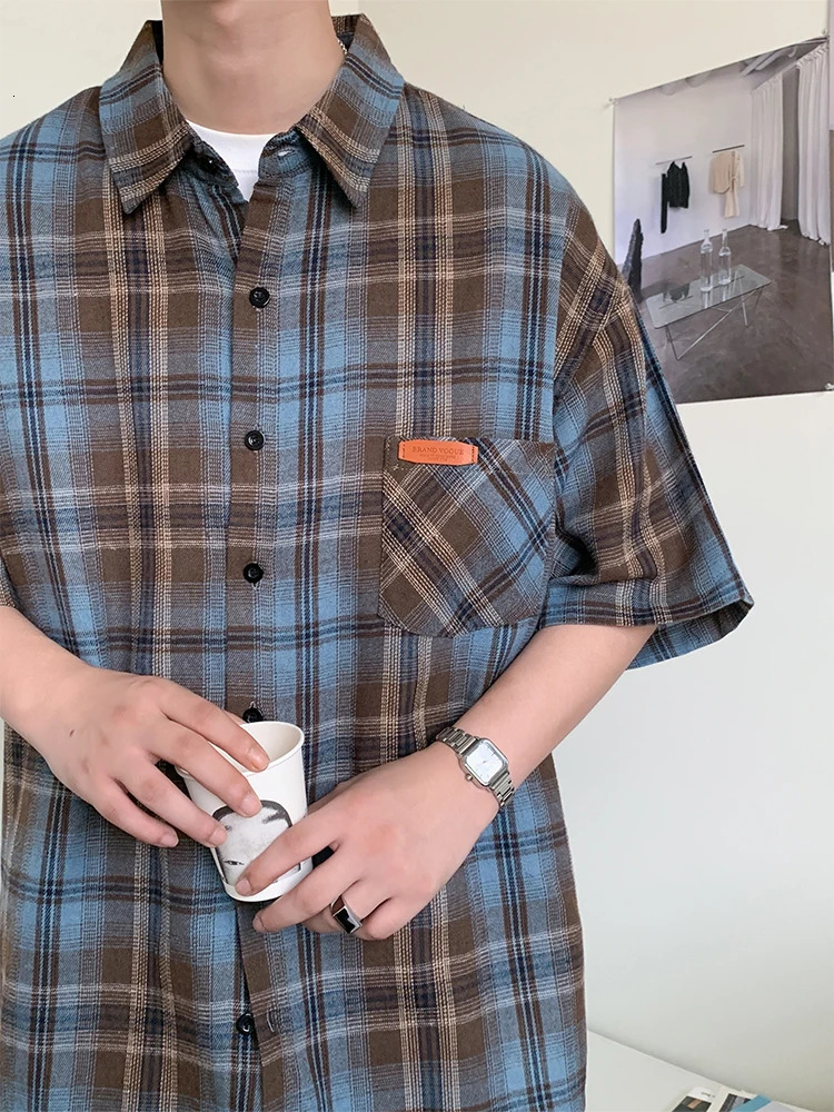 Summer Men Shirt Plaid Cotton Short Sleeve Plus Size 6XL 7XL 8XL 10XL Green 2025 Oversize Formal Casual High Quality 250224