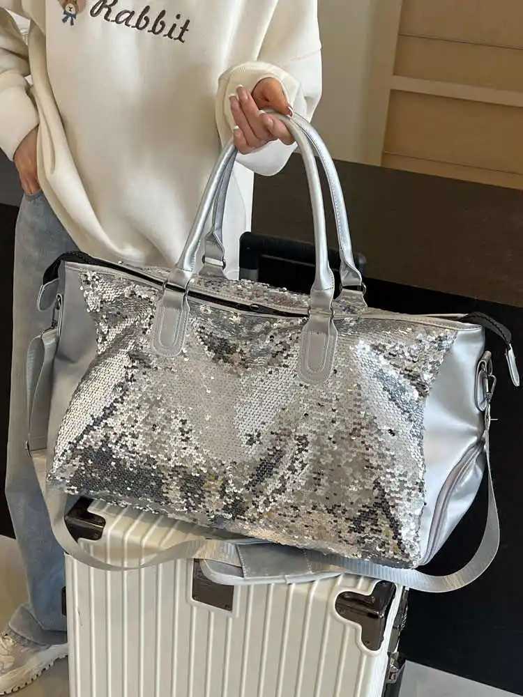 Fi Sequin Travel Tote Bags Women New Large Capacity Versatile Yoga Bodybuilding Underarm Bags Popular Crossbody BagsXJ250227