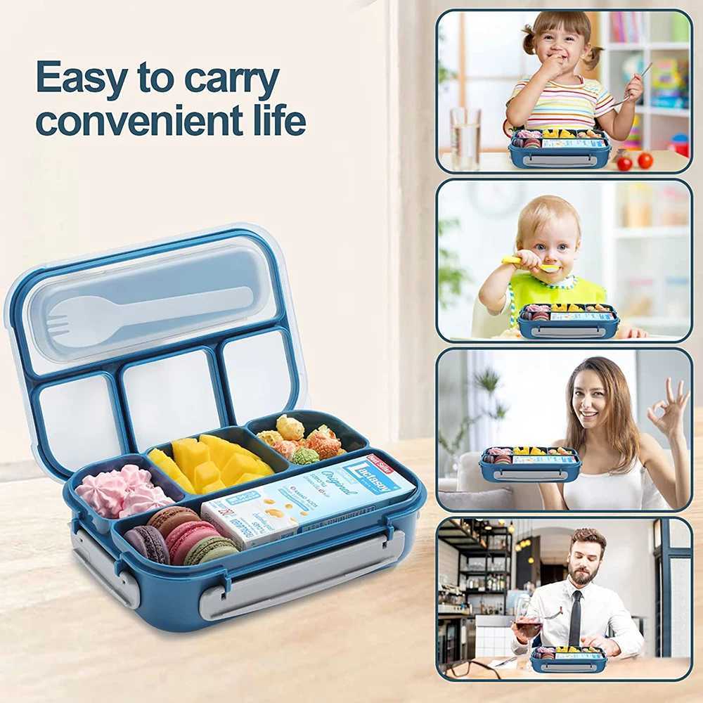 High Quality Lunch Box Kids Bento Box Adult LunchBox Lunch Containers For Adults Kids Toddler 1300ML 4 Compartment Microwave Dishwasher Freez T250227