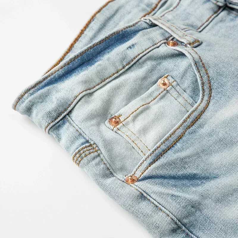 High quality jeans mens personalized cat food American straight leg fashionable slim fit brand pants X250227