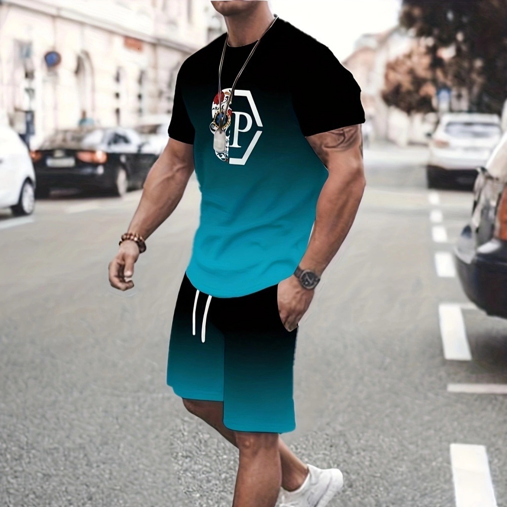 Designer Free Shipping Summer Hot Selling New Fashionable And Creative Men's Short Sleeved T-shirt Shorts