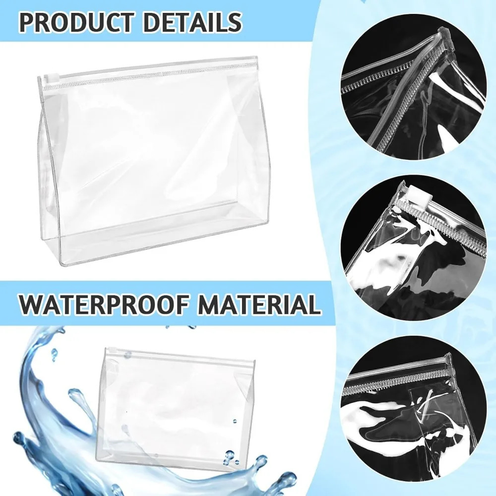 Ship from US Mini transparent makeup bag tissue small waterproof zipper plastic cosmetic 250227FBB