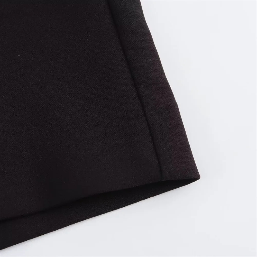 ZAR4 summer European and American style buckle decoration open hanging collar dress 250226