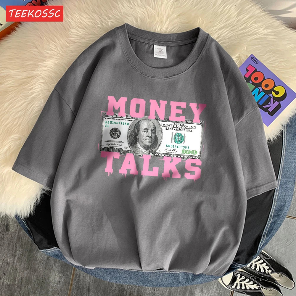 Money Talks The Power of The Us Dollar T-shirt Femme Chic S-Xxxl T-shirt Casual T-shirt Senior Street Short Sleeve 250225
